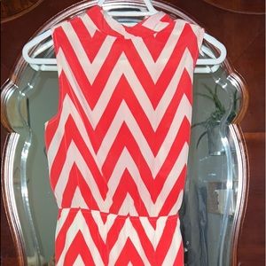 Coral and white chevron striped dress.